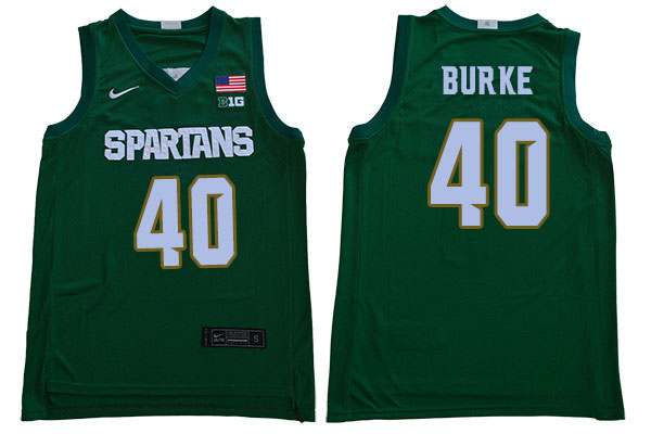 Men Michigan State Spartans #40 Braden Burke NCAA Nike Authentic Green 2020 College Stitched Basketball Jersey MH41W32NC